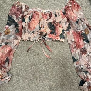 Muted pinks floral crop top a.peach brand